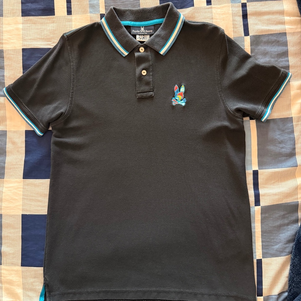 Psycho Bunny Polo Men's With Bright Blue And White Accents